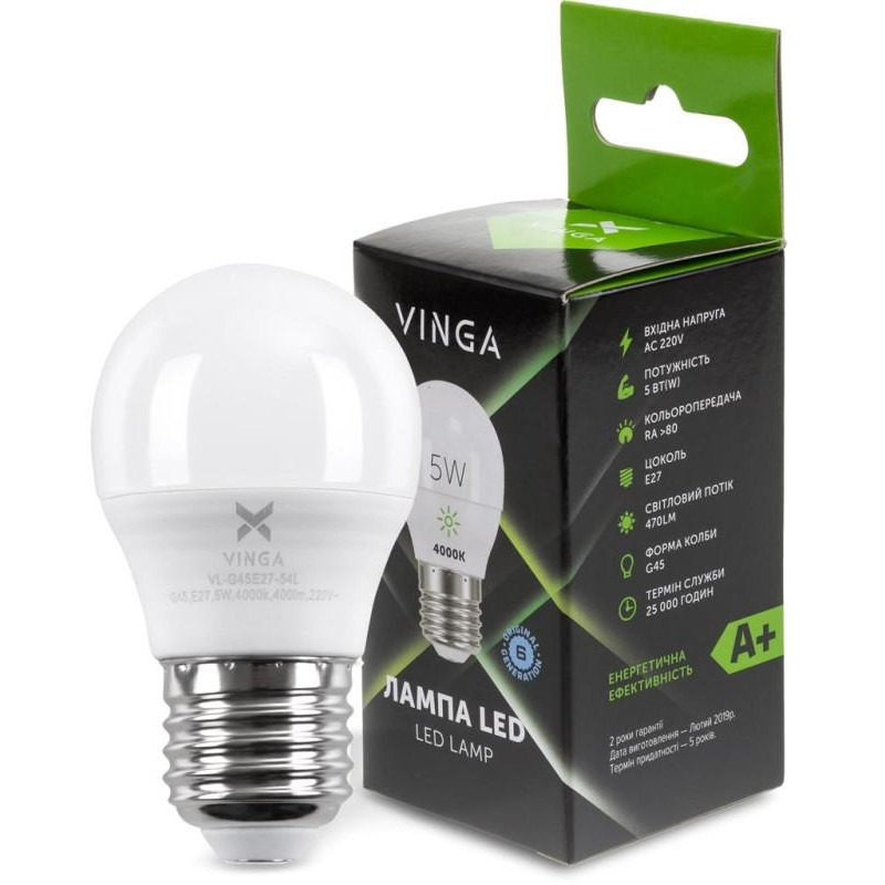 Vinga LED VL-G45E27-54L - зображення 1