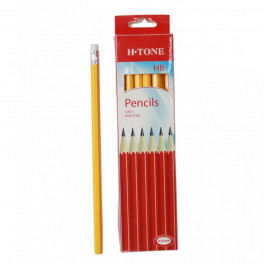   H-Tone Олівець графітний  НВ, з гумкою, жовтий, уп. 12 шт (PENCIL-HT-JJ30105B)