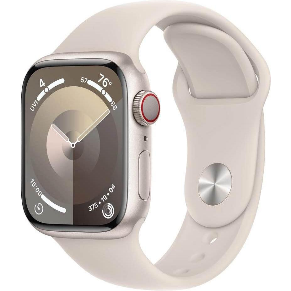 Apple Watch Series 9 GPS + Cellular 41mm Starlight Alu. Case w. Starlight Sport Band - M/L (MRHP3) - зображення 1