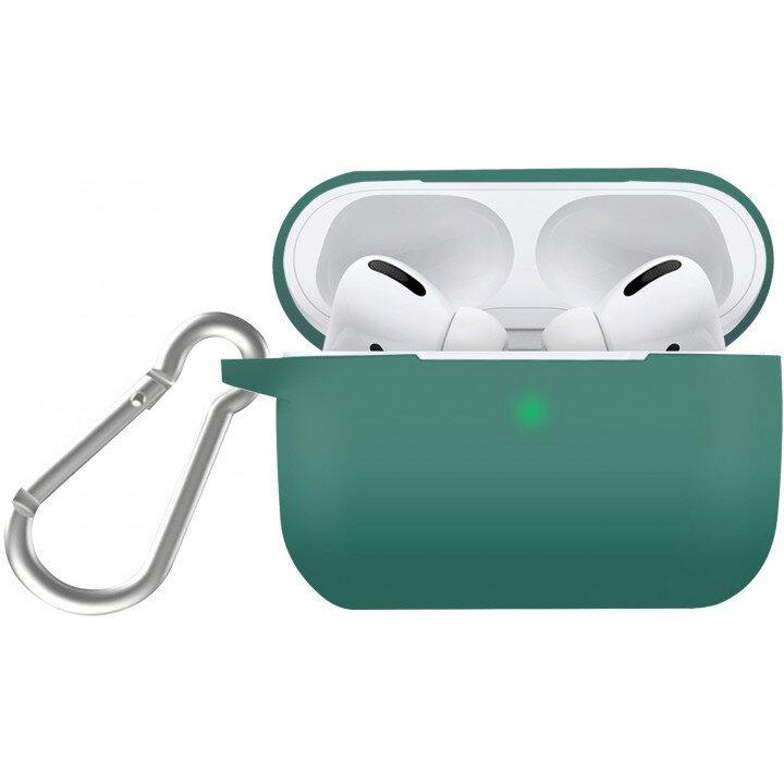 Promate Силиконовый чехол с карабином  Silicase-Pro для Apple AirPods Pro Green (silicase-pro.green) - зображення 1