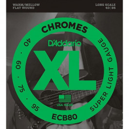   D'Addario ECB80 Chromes Flatwound Super Light Bass Strings 40/95