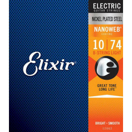   Elixir 12062 Nanoweb Anti Rust Steels Electric 8-String Light 10/74