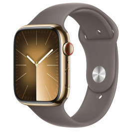   Apple Watch Series 9 GPS + Cellular 45mm Gold S. Steel Case w. Clay Sport Band - M/L (MRMT3)