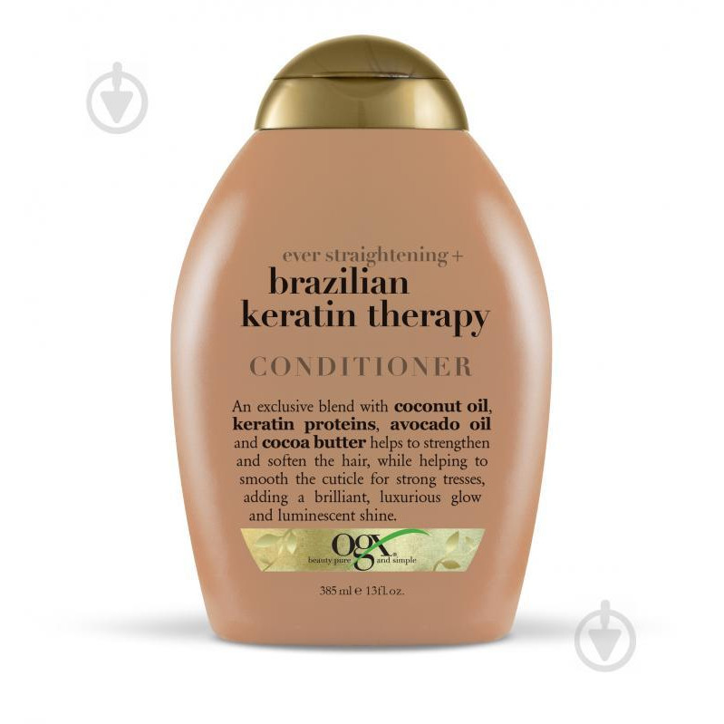 Ogx Кондиционер  Brazilian Keratin Smooth Разглаживающий для укрепления волос 385 мл (0022796976024) - зображення 1