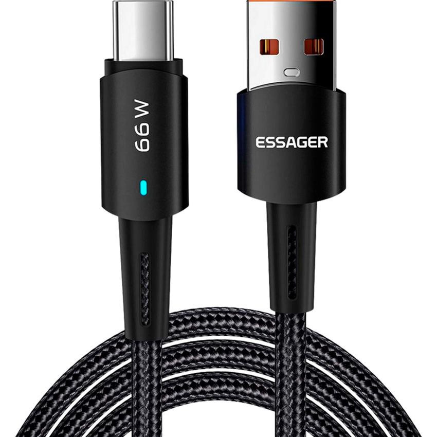 Essager Sunset 66W Fast Charging Data Cable 6A USB-A to Type-C 0.5м Black (EXCT-CGB01) - зображення 1