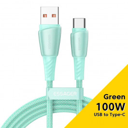   Essager Rainbow 100W Fast Charging Cable USB-A to Type-C 1м Green (EXCT1-CH06)