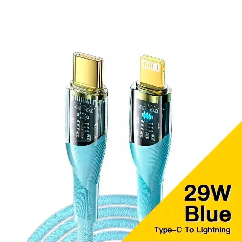 Essager Interstellar Transparent Design Charging Cable Type-C to Lightning 29W 1м Blue (EXCTL-XJ03-P) - зображення 1