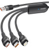 Essager Swift 66W 3-in-1 Charging Cable USB to Micro + Type-C + Lightning 1.2м Black (EXCMTL-XJ01) - зображення 1