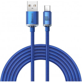   Baseus Crystal Shine Series Fast Charging Data Cable USB to Type-C 100W 2m Blue (CAJY000503)