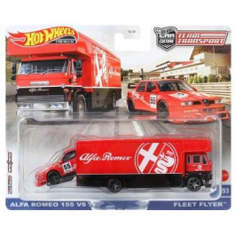   Hot Wheels Alfa Romeo 155 V6 TI та Транспортер Fleet Flyer Team Transport FLF56/HKF42 Red 2шт