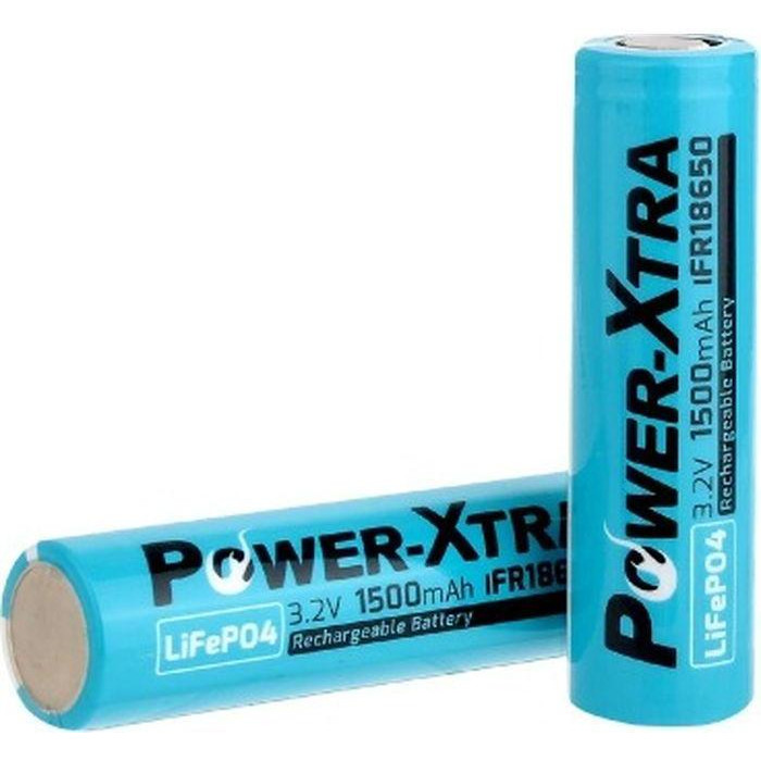 POWER-XTRA Акумулятор 18650 1500mAh LiFePO4 IFR18650 3.2V FlatTop blue (PX-IFR18650) - зображення 1