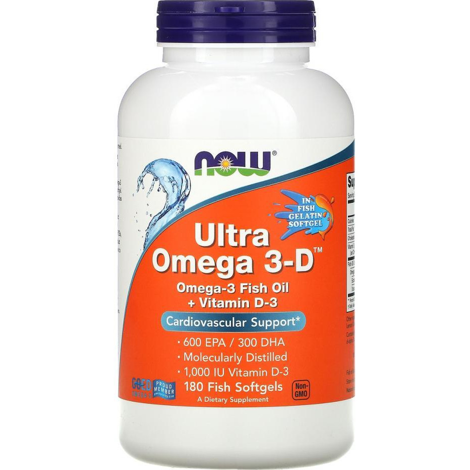 Now Ultra Omega 3-D, 180 Fish Softgels (NOW-01664) - зображення 1