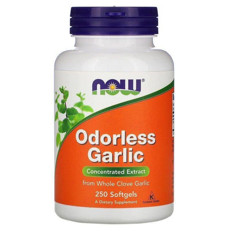 Now Чеснок, экстракт, Odorless Garlic, Now Foods, 250 капсул, (NOW-01808) - зображення 1