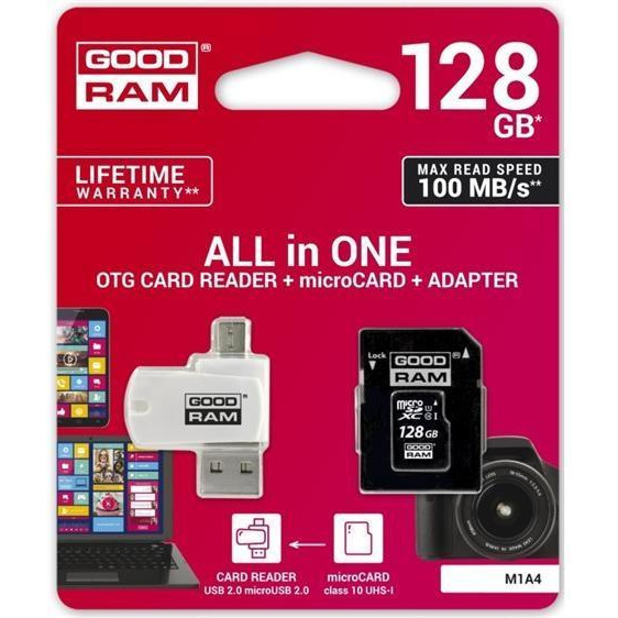 GOODRAM 128 GB microSDXC class 10 UHS-I All-in-One M1A4-1280R12 - зображення 1