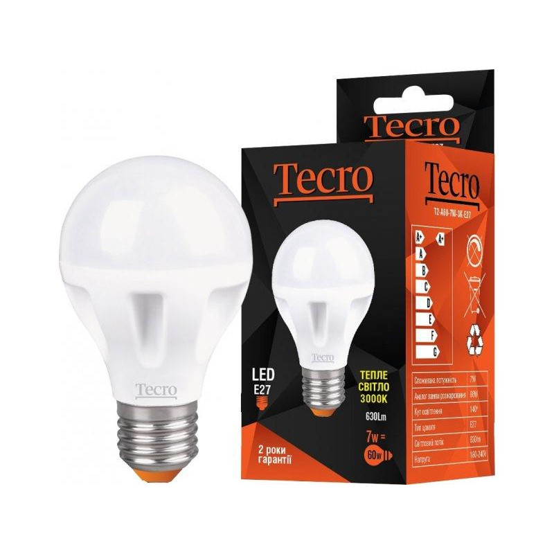 Tecro LED 7W 3000K E27 (T2-A60-7W-3K-E27) - зображення 1