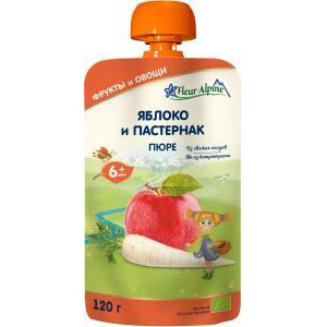 Fleur Alpine Пюре Organic Яблоко-пастернак 120 г - зображення 1