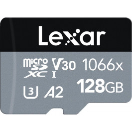   Lexar 128 GB microSDXC UHS-I U3 V30 A2 Professional 1066x SILVER + SD adapter LMS1066128G-BNANG