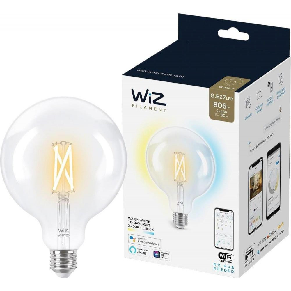 WiZ LED Smart E27 7W 806Lm G95 2700-6500 Filament Wi-Fi (929003018201) - зображення 1