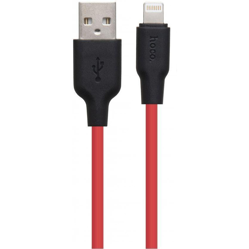 Hoco X21 Plus USB to Lightning 0.25m Black/Red (6931474712356) - зображення 1