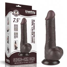   LoveToy Sliding-Skin Dual Layer Dong 7.5" Black (6452LVTOY975)