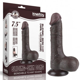   LoveToy Sliding-Skin Dual Layer Dong 7.5" Black (6452LVTOY976)