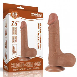   LoveToy Sliding-Skin Dual Layer Dong 7.5" Brown (6452LVTOY1016)