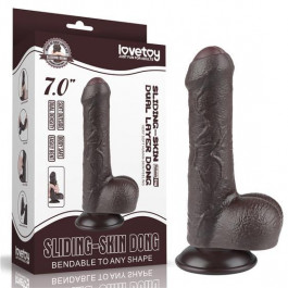   LoveToy Sliding-Skin Dual Layer Dong 7" Black (6452LVTOY973)