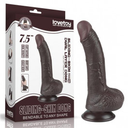   LoveToy Sliding-Skin Dual Layer Dong 7.5" Black (6452LVTOY974)