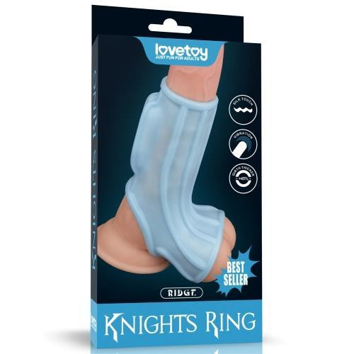 LoveToy Vibrating Ridge Knights Ring With Scrotum Sleeve Blue (6452LVTOY896) - зображення 1