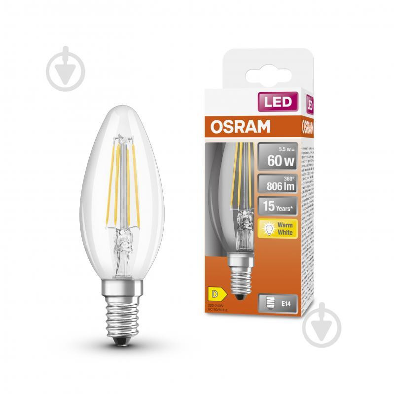 Osram LED Star FIL B60 5W 550Lm 2700K E14 (4058075116672) - зображення 1