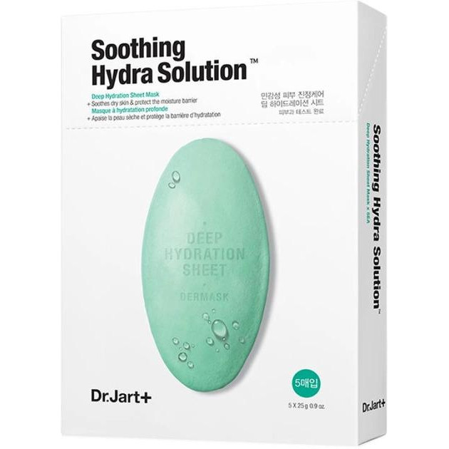 Dr. Jart+ Успокаивающая маска для лица с алоэ вера + Soothing Hydra Solution 30 г x 5 шт (8809642712249) - зображення 1