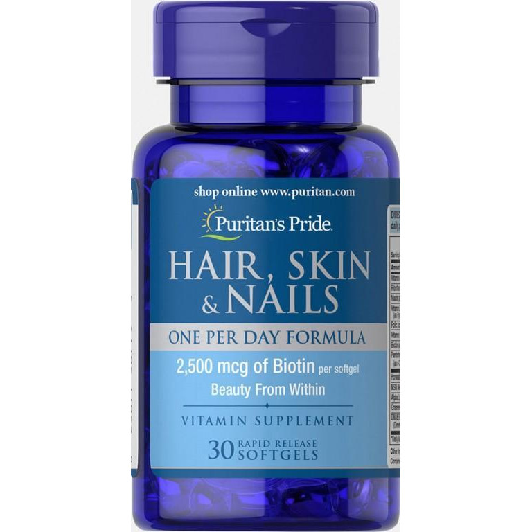 Puritan's Pride Hair, Skin & Nails One Per Day Formula (30 капсул) - зображення 1