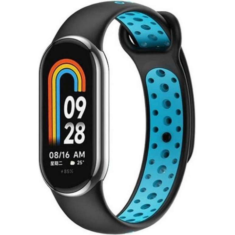 BeCover Ремінець Vents Style  для Xiaomi Mi Smart Band 8 Black-Blue (709414) - зображення 1