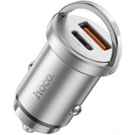 Hoco NZ10 Handy 1xUSB-C 1xUSB-A PD45W QC3.0 Silver - зображення 1