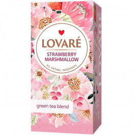   Lovare Чай  Strawberry Marshmallow зелений з ягодами та пелюстками квітів 24шт*1,5г (4820198879853)