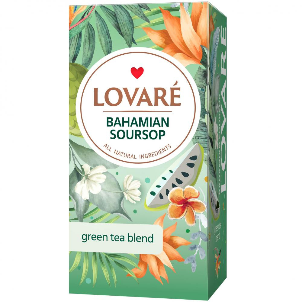 Lovare Чай зеленый Bahamian Soursop, 24 пакетика (4820198876012) - зображення 1