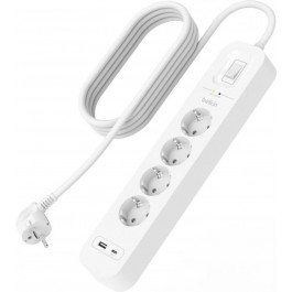   Belkin 4 розетки, 1xUSB-C, 1xUSB, 2м (SRB001VF2M)