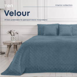   ТЕП Покривало  Velour (Велюр) 240х260 Синє Ромб круглий (4-00518-22875)