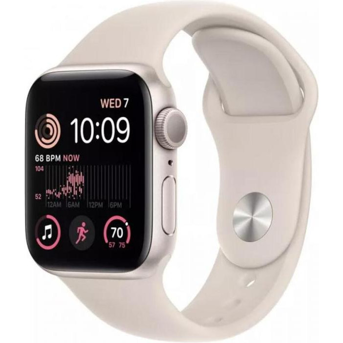 Apple Watch SE 2 GPS 44mm Starlight Aluminum Case w. Starlight Sport Band - S/M (MNTD3) - зображення 1