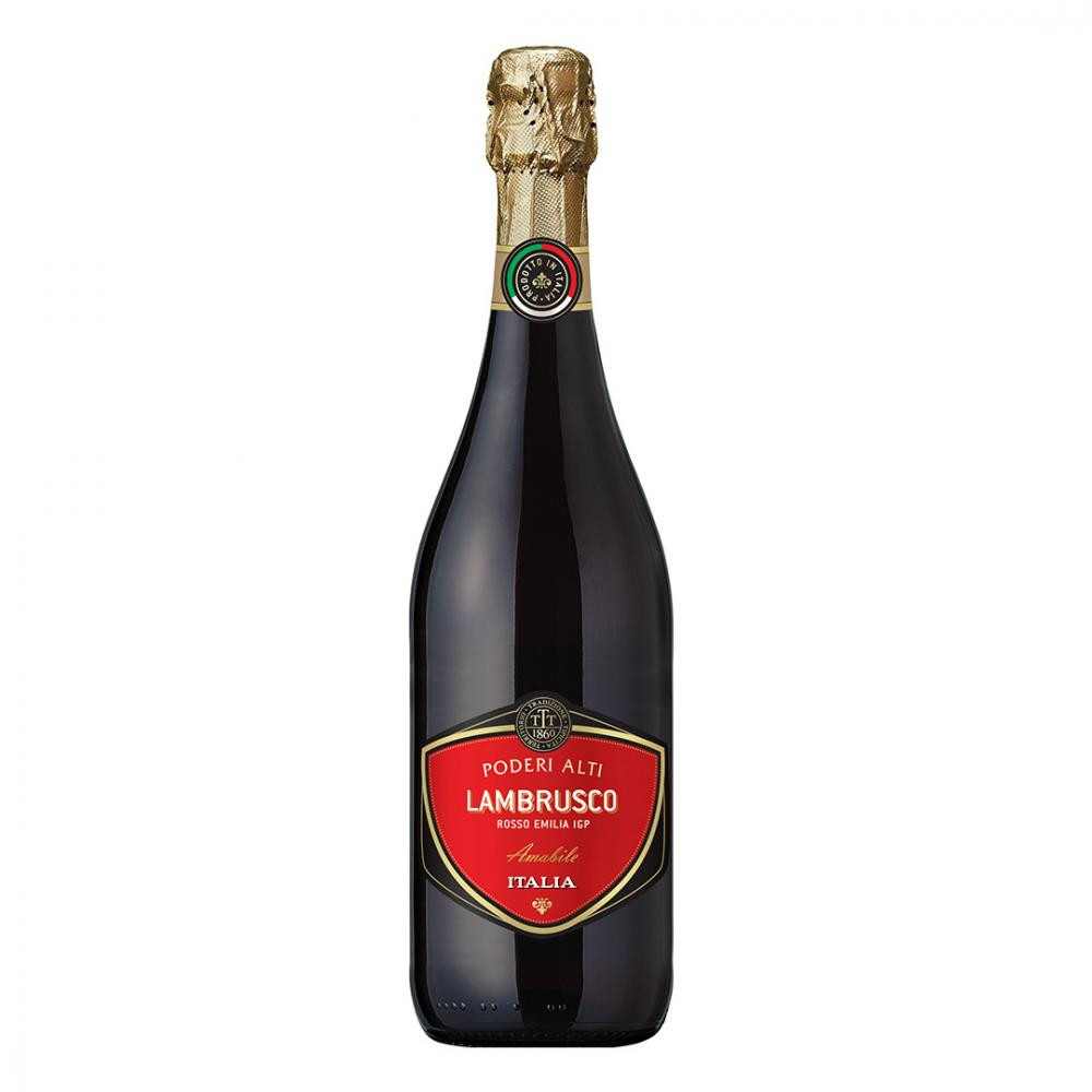 Poderi Alti Вино ігристе  Lambrusco dell'Emilia червоне напівсолодке 0,75л 7,5% (8003325602777) - зображення 1