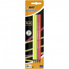   BIC Набор карандашей чернографитных 4 шт шестиугольных Evolution Fluo HB 4 цвета (3086123304888_30861234