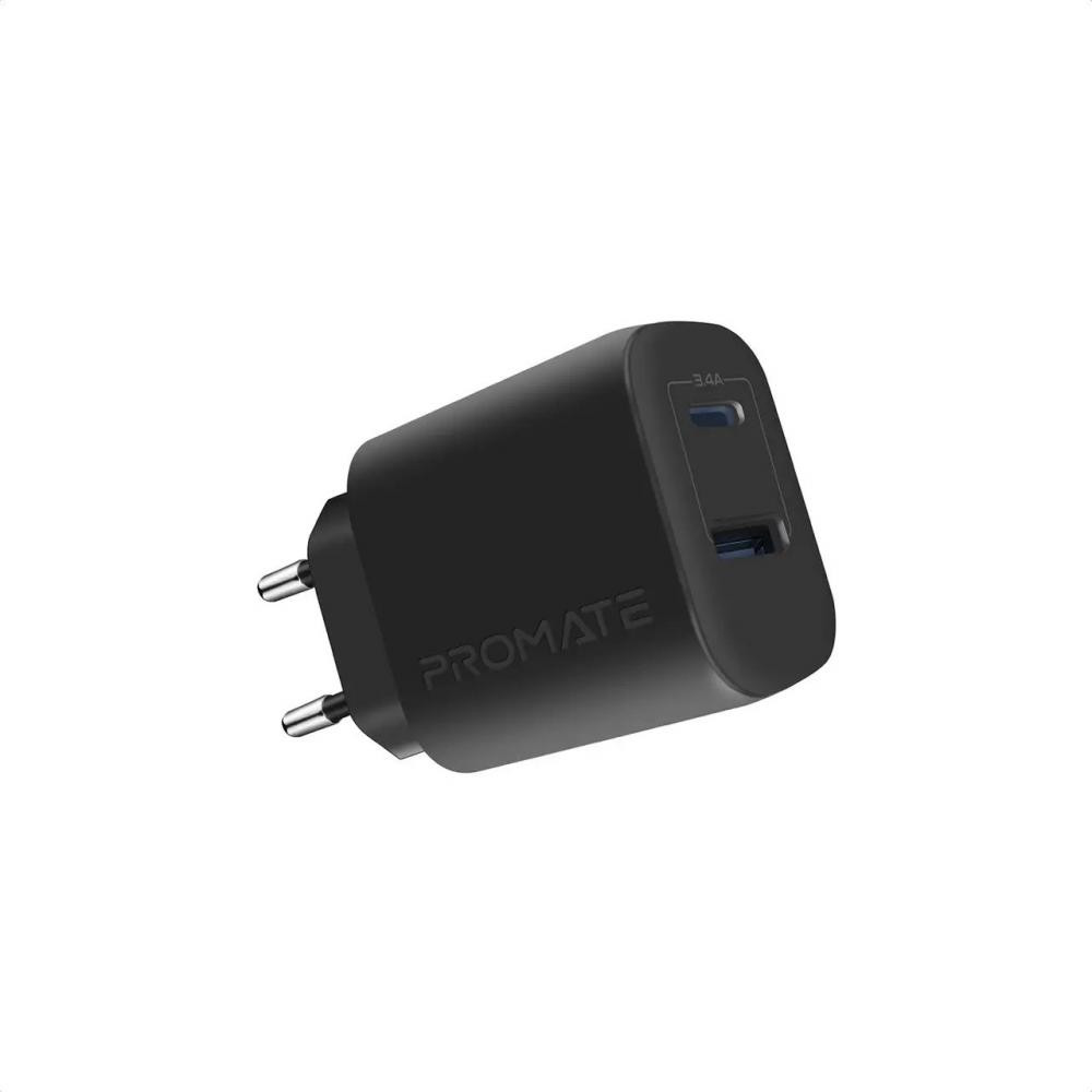 Promate BiPlug 12W 2 USB Black (biplug.black) - зображення 1