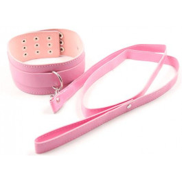   DS Fetish Collar with leash pink metal (261312010)