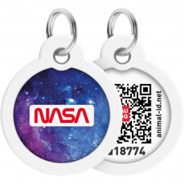   WAUDOG Адресник для собак и котов металлический  Smart ID c QR паспортом "NASA21", круг, Д 30 мм (230-0148C