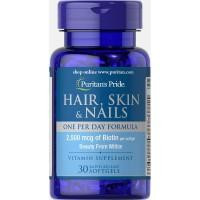   Puritan's Pride Hair, Skin & Nails One Per Day Formula 30 Softgels Формула для волосся, шкіри, нігтів