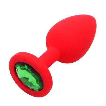 Loveshop Анальная пробка Red Silicone Green, M (820121) - зображення 1