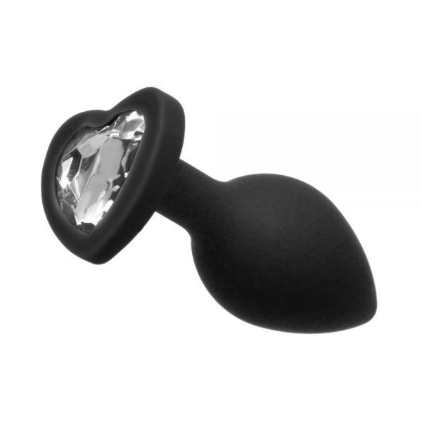 Loveshop Анальная пробка Black Silicone Heart Diamond, S (820163) - зображення 1