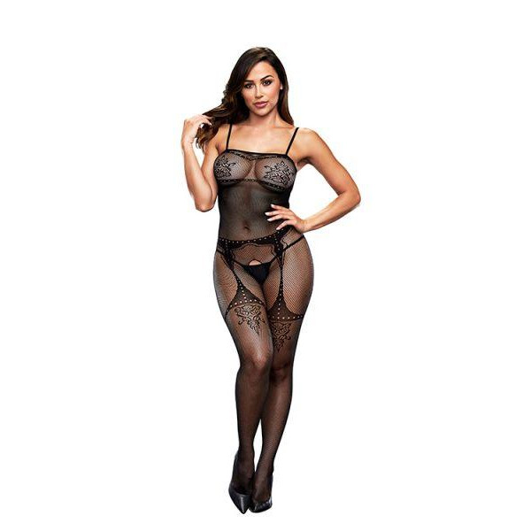 Baci Комбинезон CROTCHLES JACQUARD BODYSTOCKING, L-XL (BAC5004BLKQ) - зображення 1