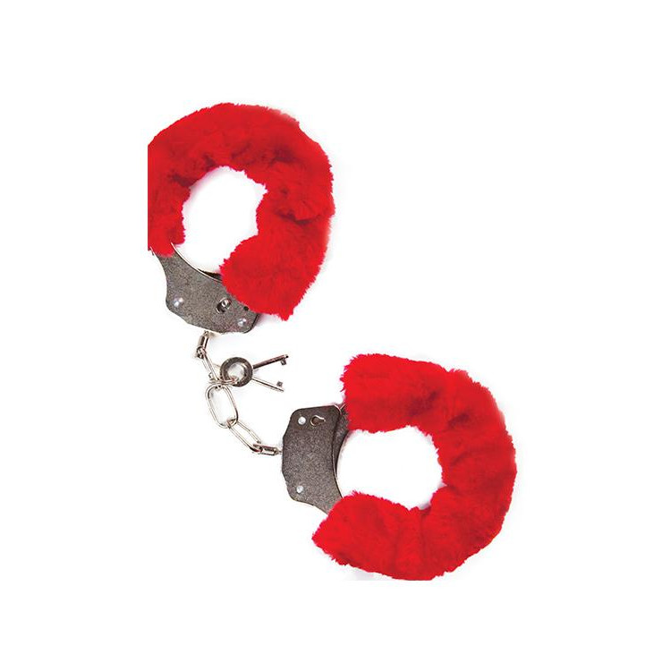  Наручники з хутром MAI No.38 METAL FURRY HANDCUFFS RED, Червоний (T370124) - зображення 1