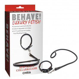   Chisa Novelties CH12462 Ошейник и поводок Sexy Slave Collar&Leash Behave Luxury Fetish Chisa (CH12462)